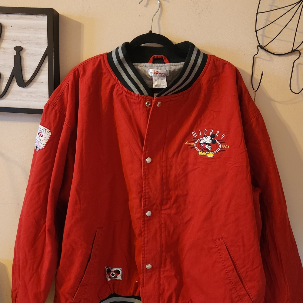 Red Mickey Mouse Varsity Jacket